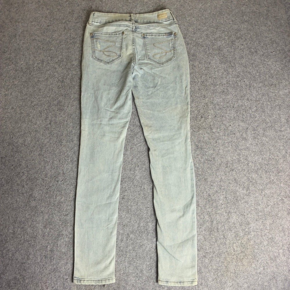 Seven7 Tummyless High Rise Skinny Jeans Light Wash Distressed Women Size 2 27x29 - Picture 2 of 10